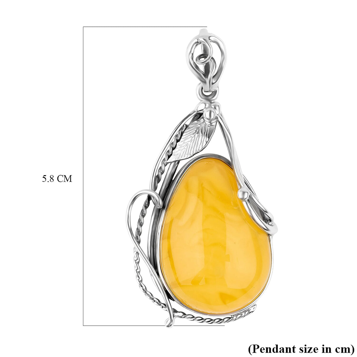 Tucson Find - Butterscotch Amber Pendant in Sterling Silver 24.6 Ct. 8219336 4