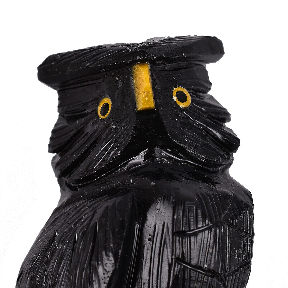 Tucson Find -- Gem Decor Owl Figurine (Length 3.5 cm, Height - 10 Cm) - Black 7507143 3