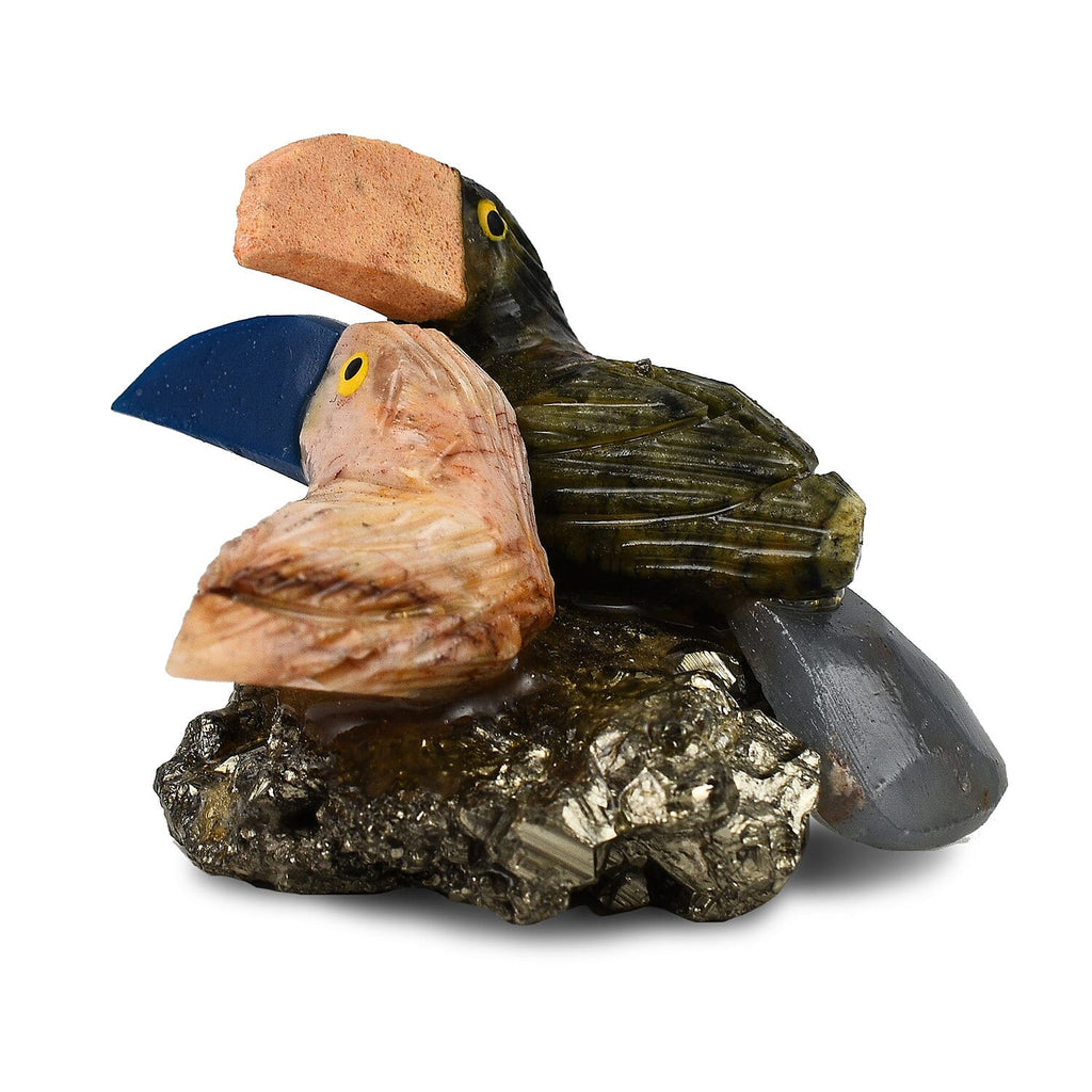 Tucson Find - Gem Decor Woodpecker Couple Figurine (Length 4.5 cm, Height - 9.90 Cm) - Multi