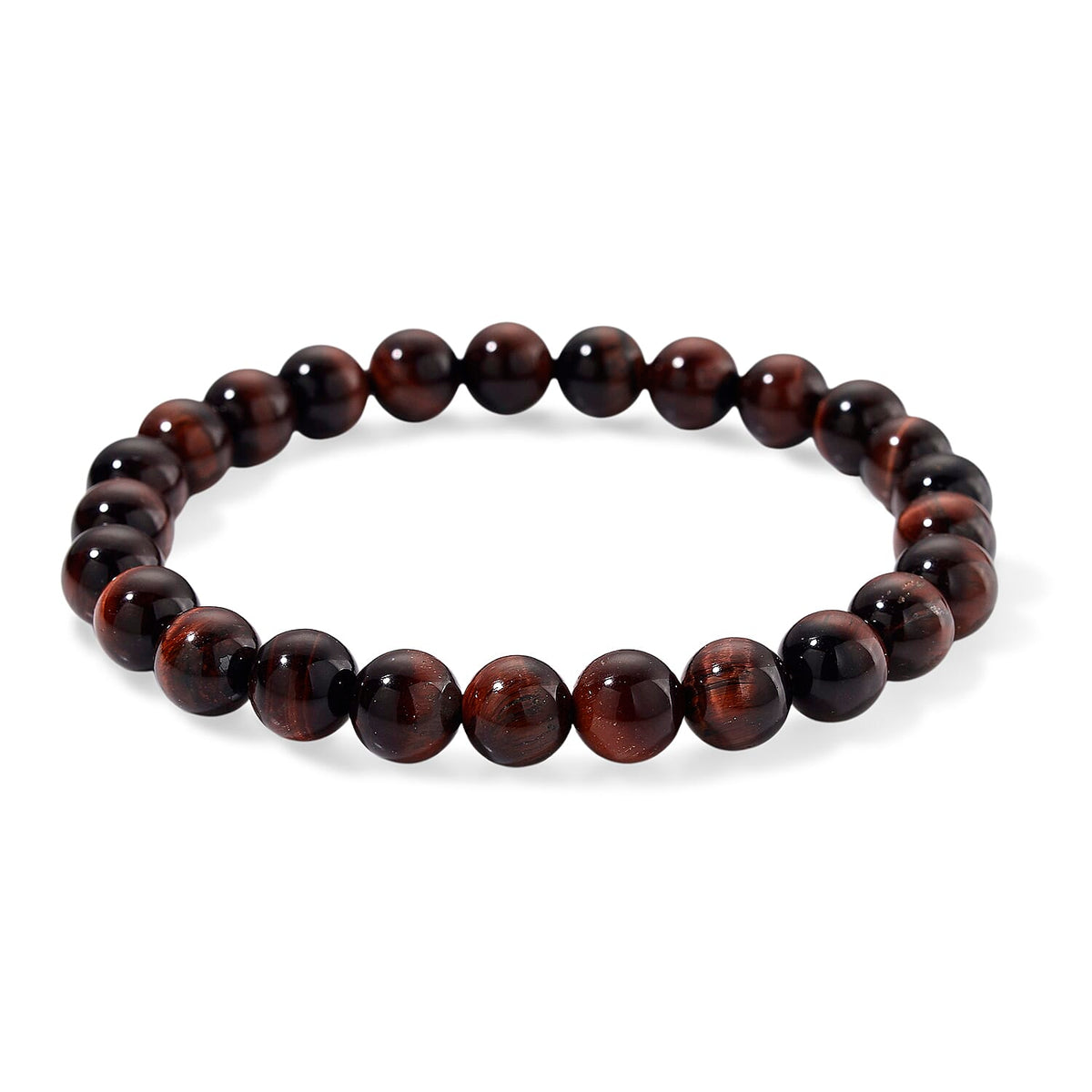 Tucson Find- Red Tiger Eye Beads 8MM  Bracelet (Size - 7.5 Stretchable) 90.00 Ct. 8185362 0