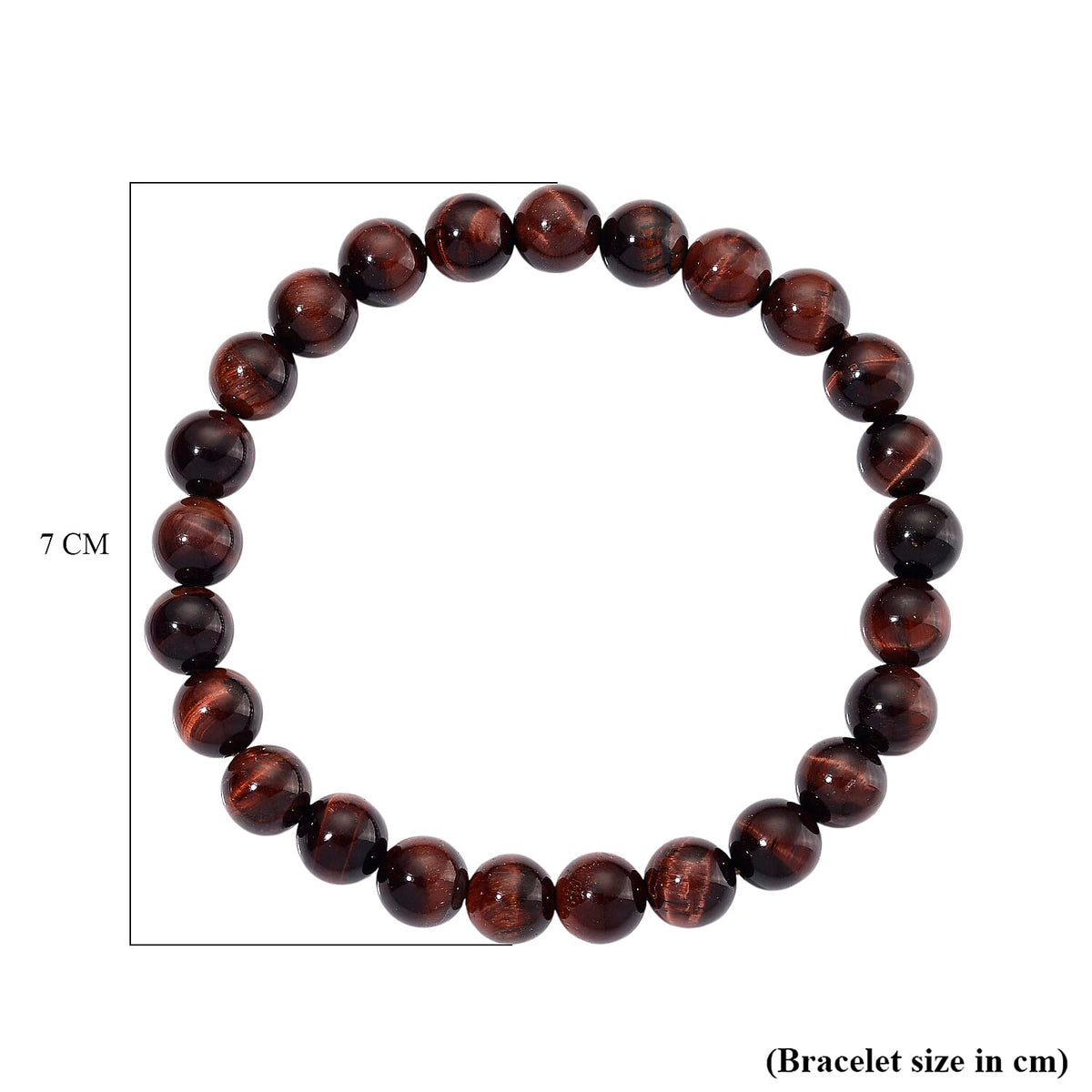 Tucson Find- Red Tiger Eye Beads 8MM  Bracelet (Size - 7.5 Stretchable) 90.00 Ct. 8185362 4