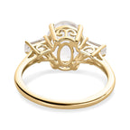 9K Yellow Gold Natural Hyalite Opal and Moissanite Ring 2.36 Ct