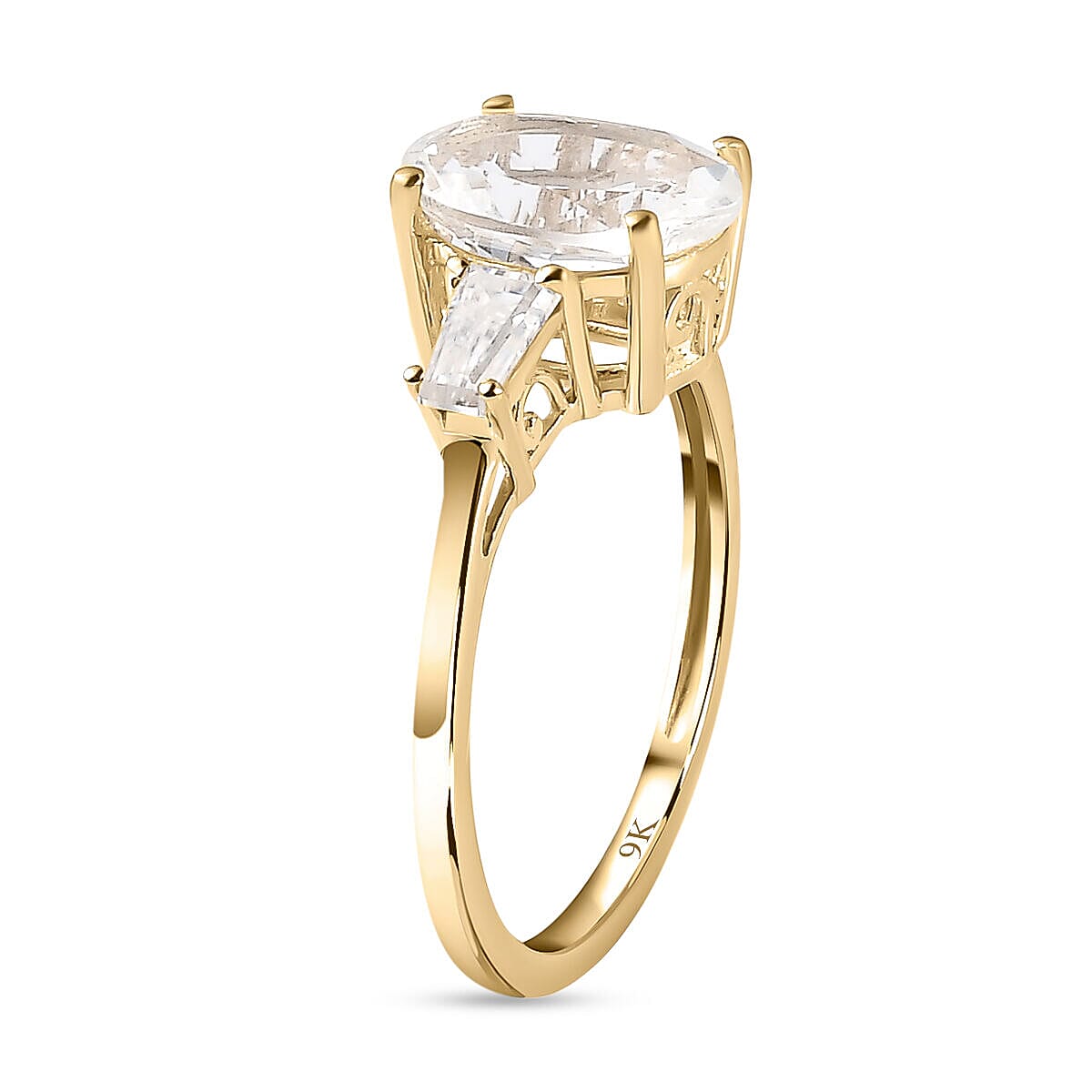 9K Yellow Gold Natural Hyalite Opal and Moissanite Ring 2.36 Ct 7364129 7