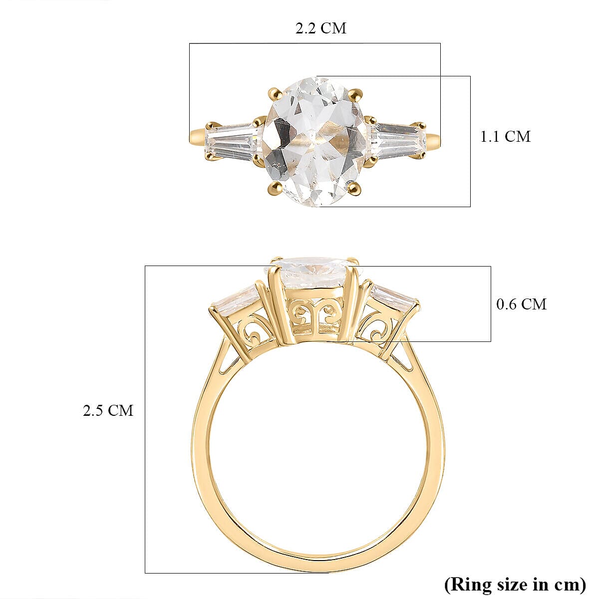 9K Yellow Gold Natural Hyalite Opal and Moissanite Ring 2.36 Ct 7364129 11