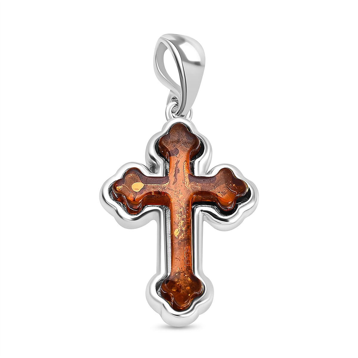 Tucson Special - Amber Cross Pendant in Sterling Silver 7533416 0