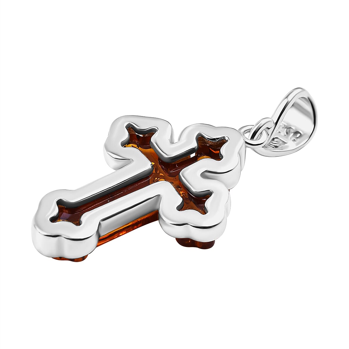 Tucson Special - Amber Cross Pendant in Sterling Silver 7533416 4