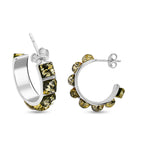 Tucson Special - Amber Half Hoop Earrings in Sterling Silver