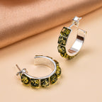 Tucson Special - Amber Half Hoop Earrings in Sterling Silver