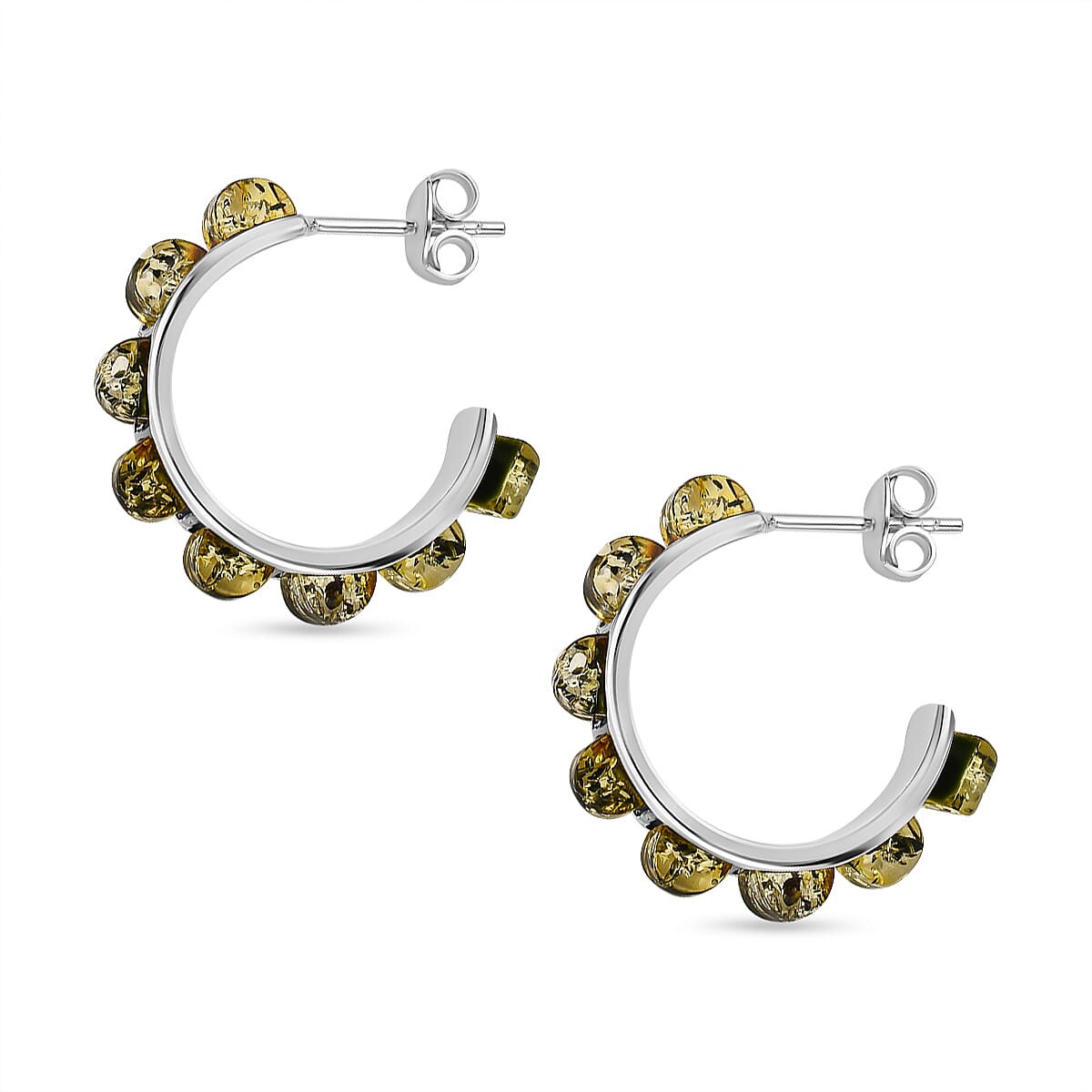 Tucson Special - Amber Half Hoop Earrings in Sterling Silver 7533609 3
