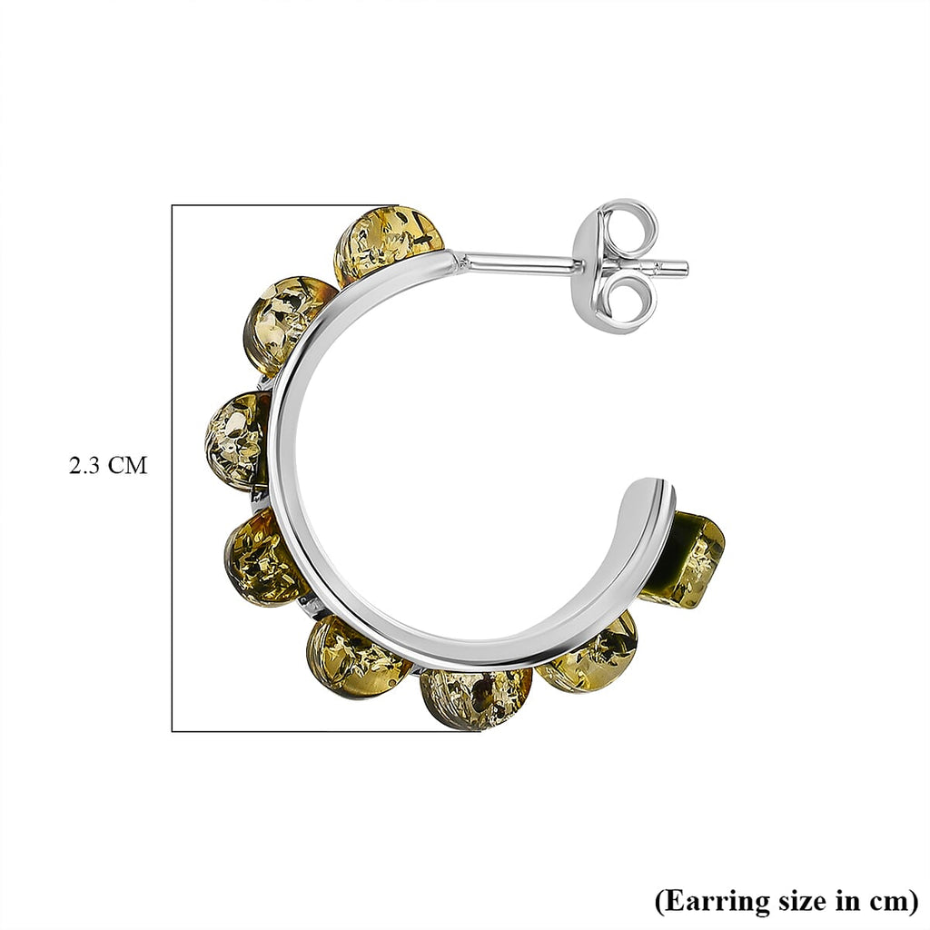 Tucson Special - Amber Half Hoop Earrings in Sterling Silver