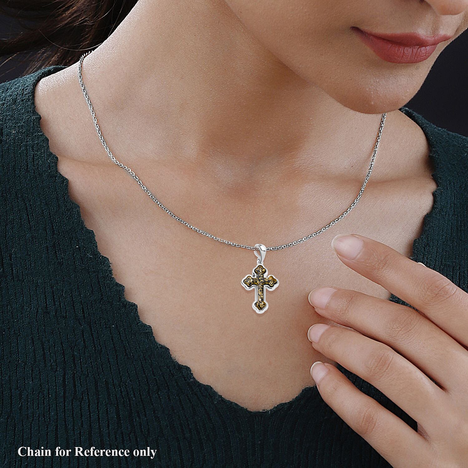 Tucson Special - Green Amber Cross Pendant in Sterling Silver 7533455 1