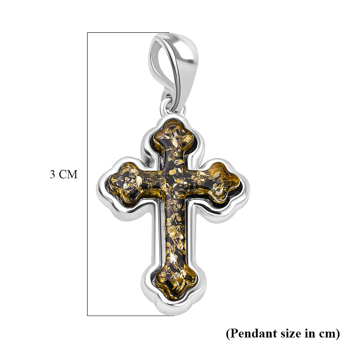 Tucson Special - Green Amber Cross Pendant in Sterling Silver 7533455 4