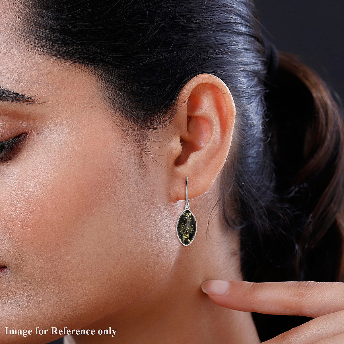 Tucson Special - Green Amber Lever Back Earrings in Sterling Silver 7533604 2
