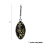 Tucson Special - Green Amber Lever Back Earrings in Sterling Silver