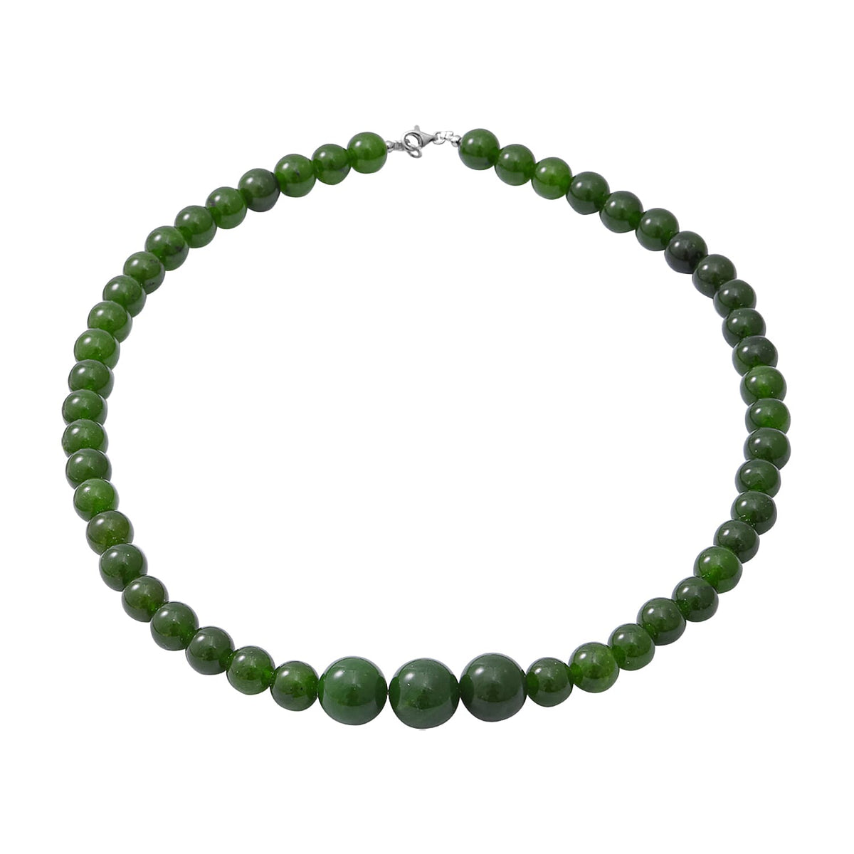 Tucson Special - Green Onyx Beads Necklace (Size - 20) in Rhodium Overlay Sterling Silver 370.00 Ct. 8962189 0