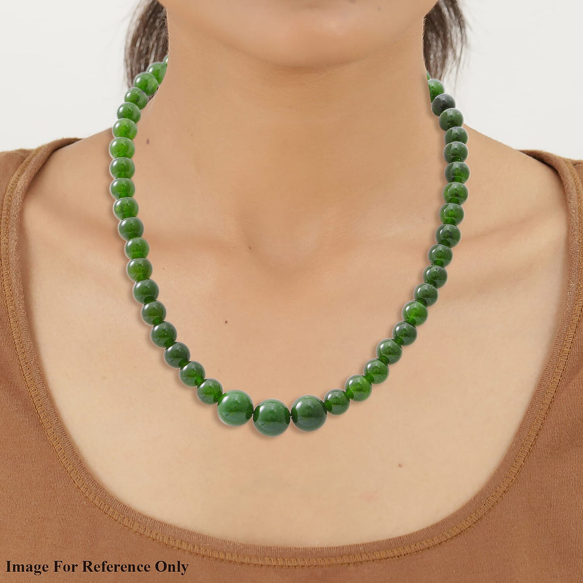 Tucson Special - Green Onyx Beads Necklace (Size - 20) in Rhodium Overlay Sterling Silver 370.00 Ct. 8962189 2