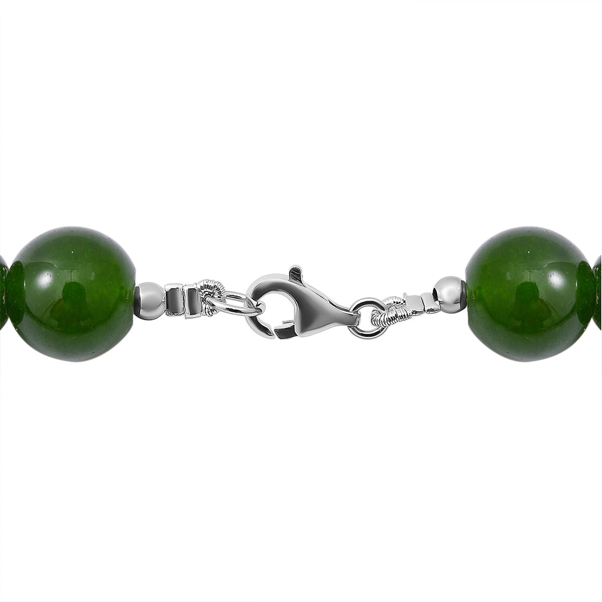 Tucson Special - Green Onyx Beads Necklace (Size - 20) in Rhodium Overlay Sterling Silver 370.00 Ct. 8962189 5