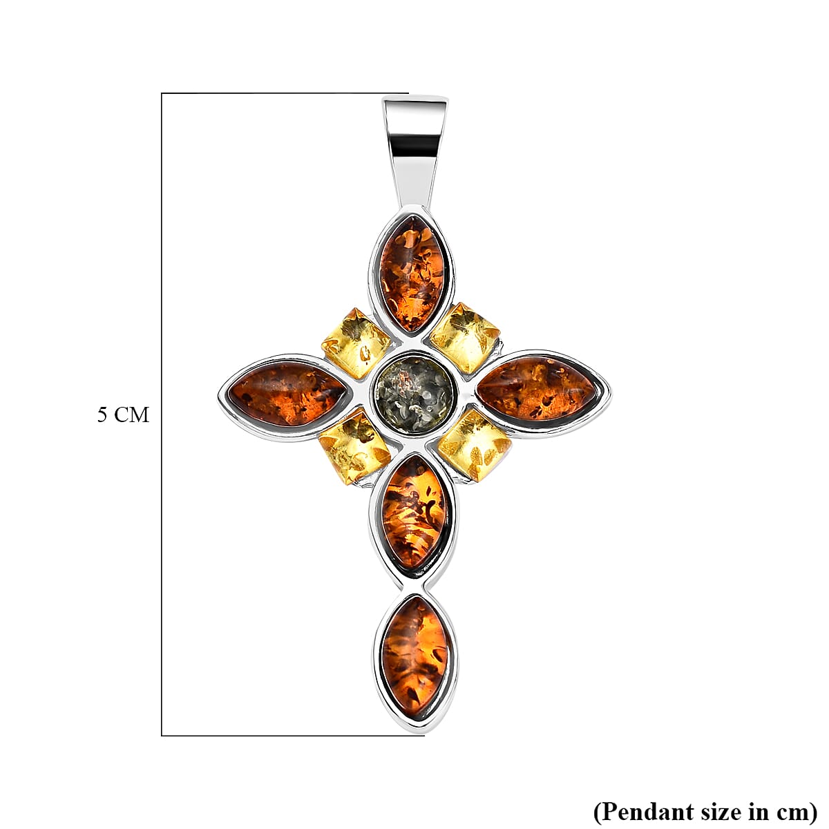 Tucson Special - Multi Colour Amber Cross Pendant in Sterling Silver 7533383 4