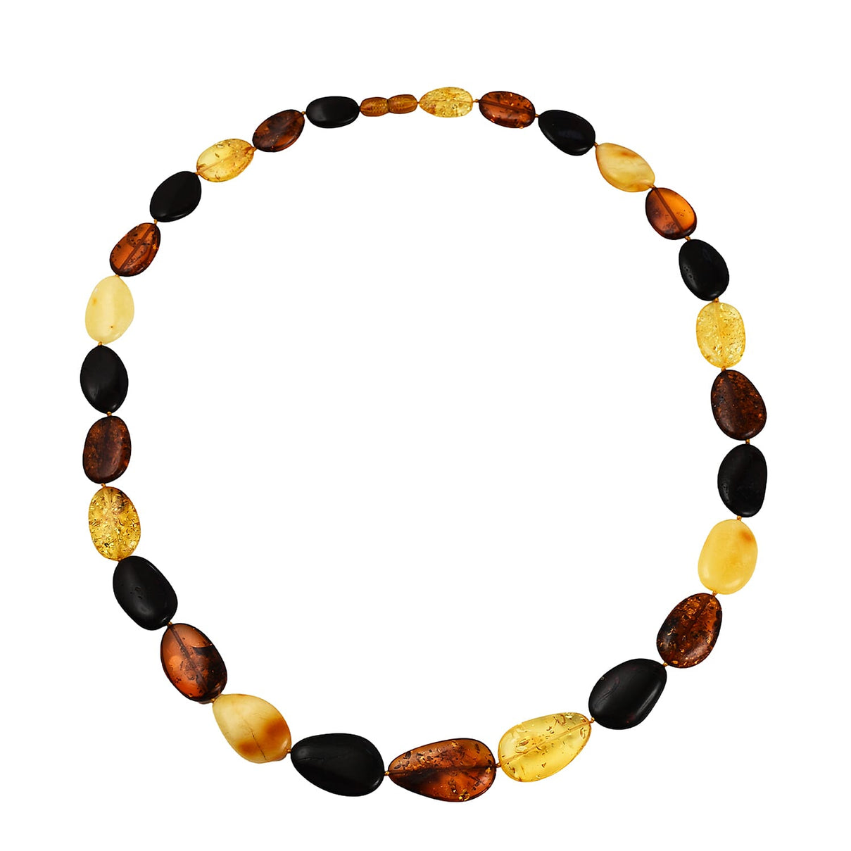 Tucson Special - Natural Multi Colour Baltic Amber Coin Link Necklace (Size 28) in Sterling Silver 7673137 0