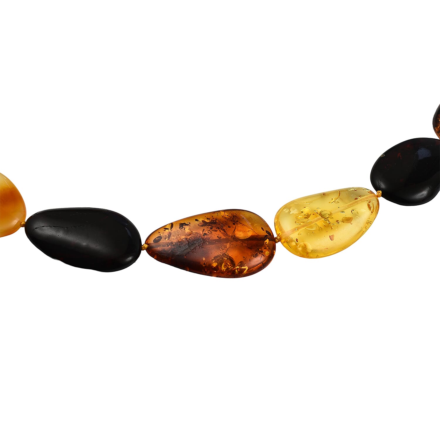 Tucson Special - Natural Multi Colour Baltic Amber Coin Link Necklace (Size 28) in Sterling Silver 7673137 1