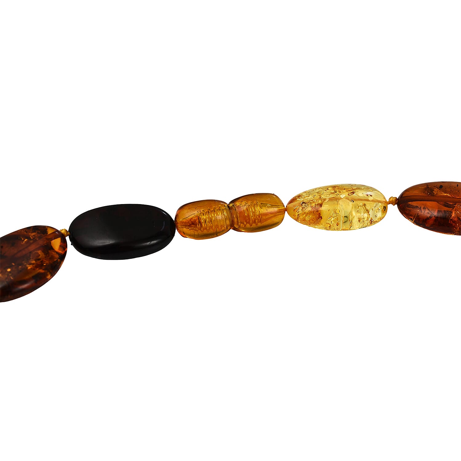 Tucson Special - Natural Multi Colour Baltic Amber Coin Link Necklace (Size 28) in Sterling Silver 7673137 2