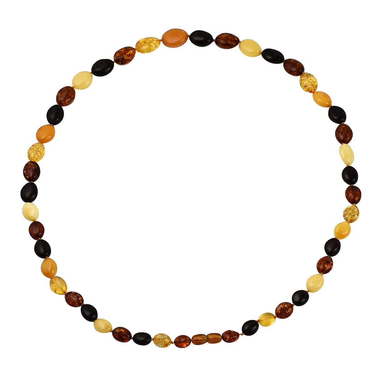 Tucson Special - Natural Multi Colour Baltic Amber Oval Link Necklace (Size 30) in Sterling Silver 7673149 0