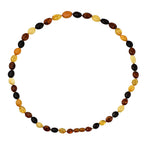 Tucson Special - Natural Multi Colour Baltic Amber Oval Link Necklace (Size 30) in Sterling Silver