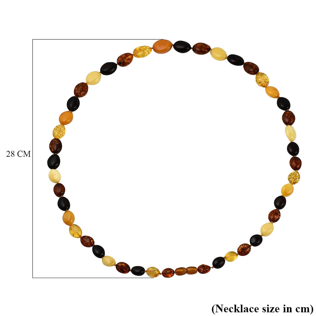 Tucson Special - Natural Multi Colour Baltic Amber Oval Link Necklace (Size 30) in Sterling Silver 7673149 4