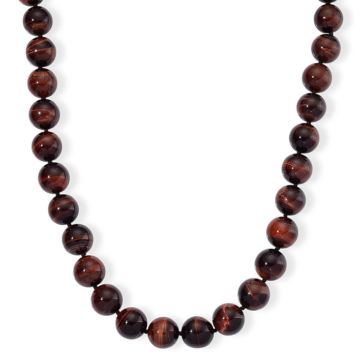 Tucson find- Red Tiger Eye Necklace Beads16 MM  (Size - 20-2 Ext) in Rhodium Overlay Sterling Silver 800.00 Ct. 8185325 1