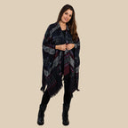 Turkish Design Jacquard Wrap (Size 160x140 Cm) - Black