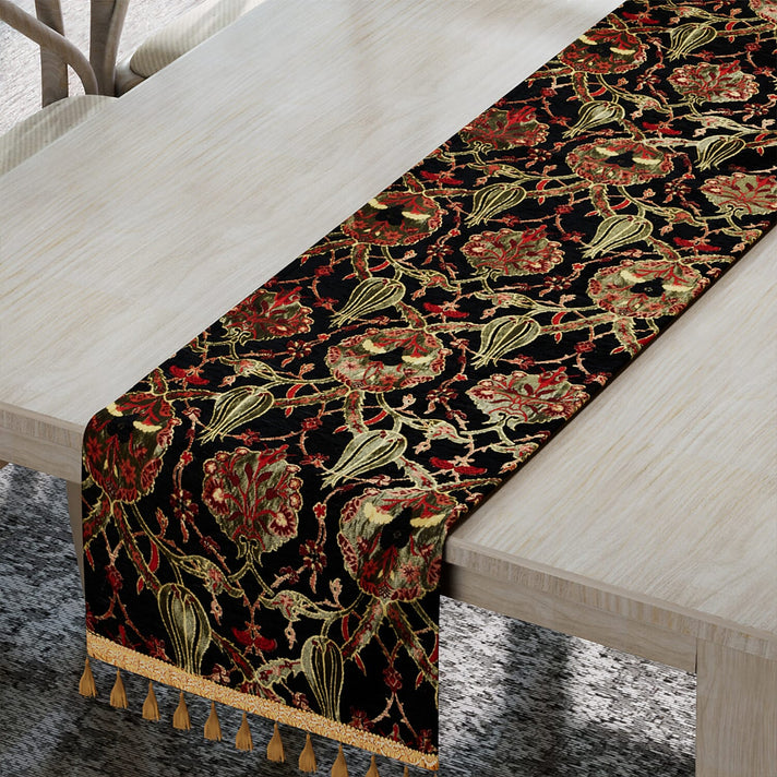 Turkish Handmade Table Runner - Black and Multi-Coloured 3841051 2
