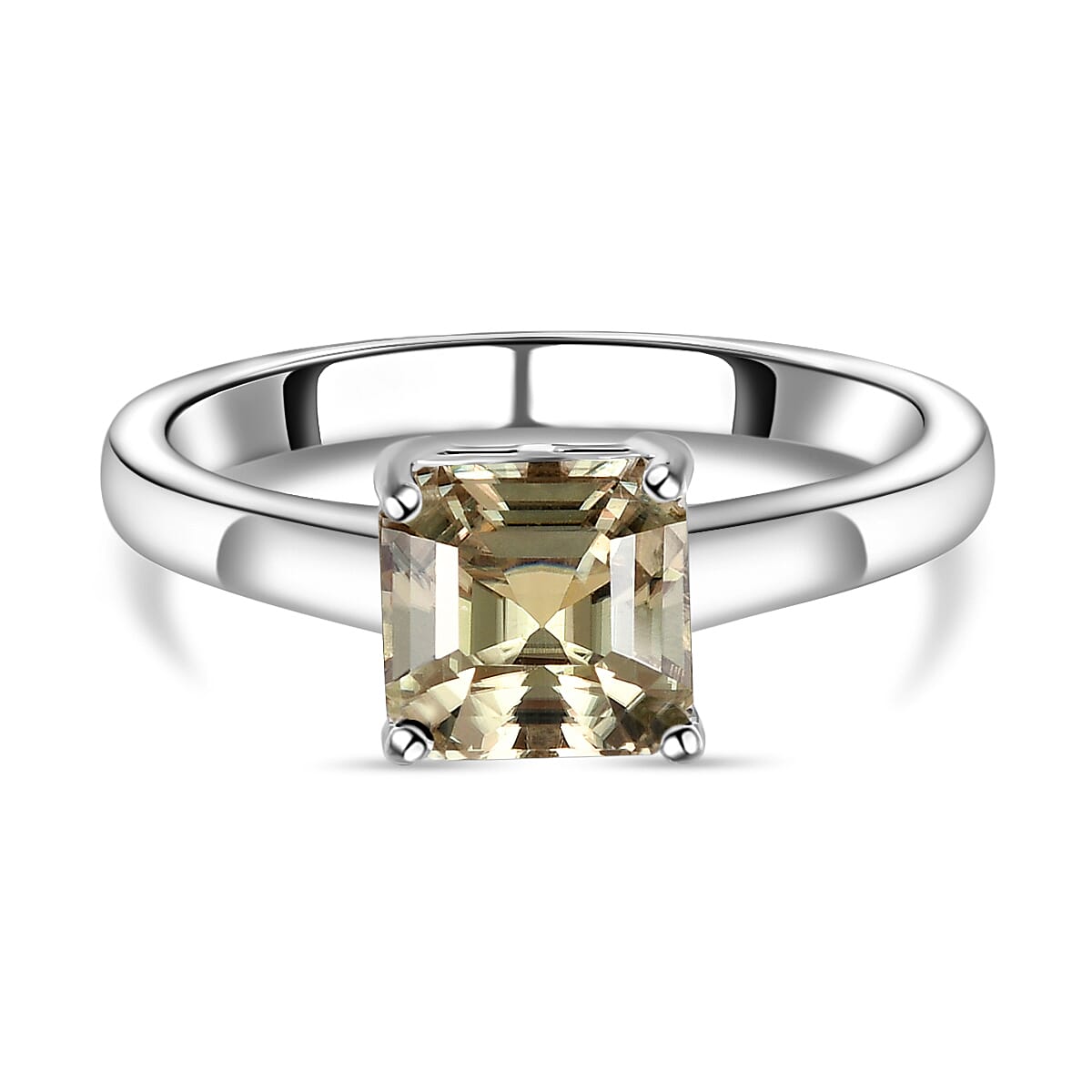 Turkizite Asscher Cut Solitaire Ring in Platinum Plated Sterling Silver 1.95 Ct. 8884346 0