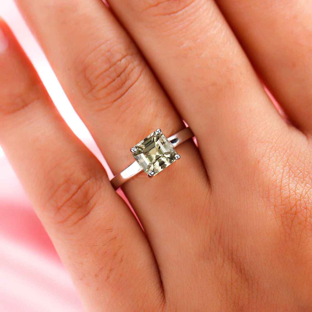 Turkizite Asscher Cut Solitaire Ring in Platinum Plated Sterling Silver 1.95 Ct. 8884346 3
