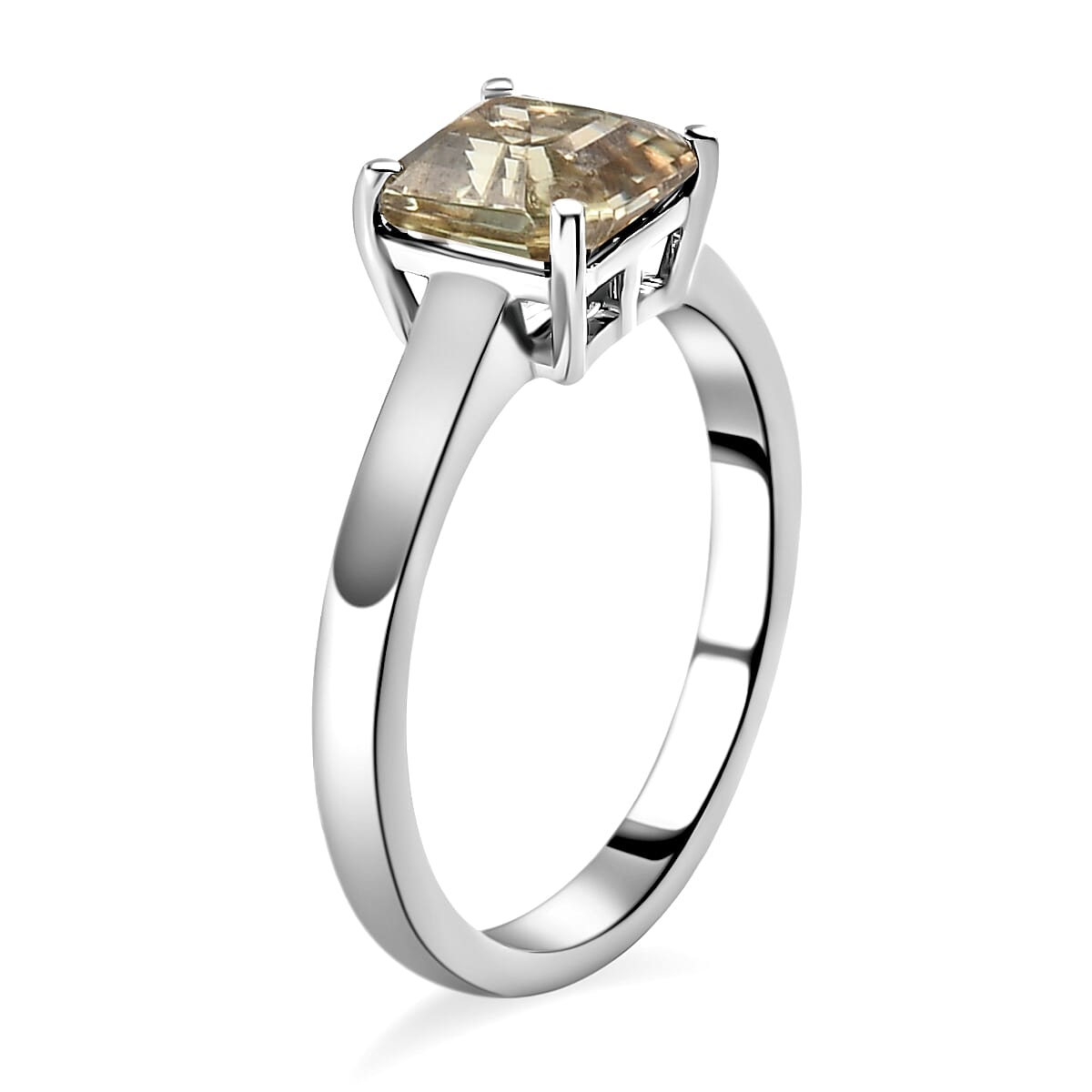 Turkizite Asscher Cut Solitaire Ring in Platinum Plated Sterling Silver 1.95 Ct. 8884346 4