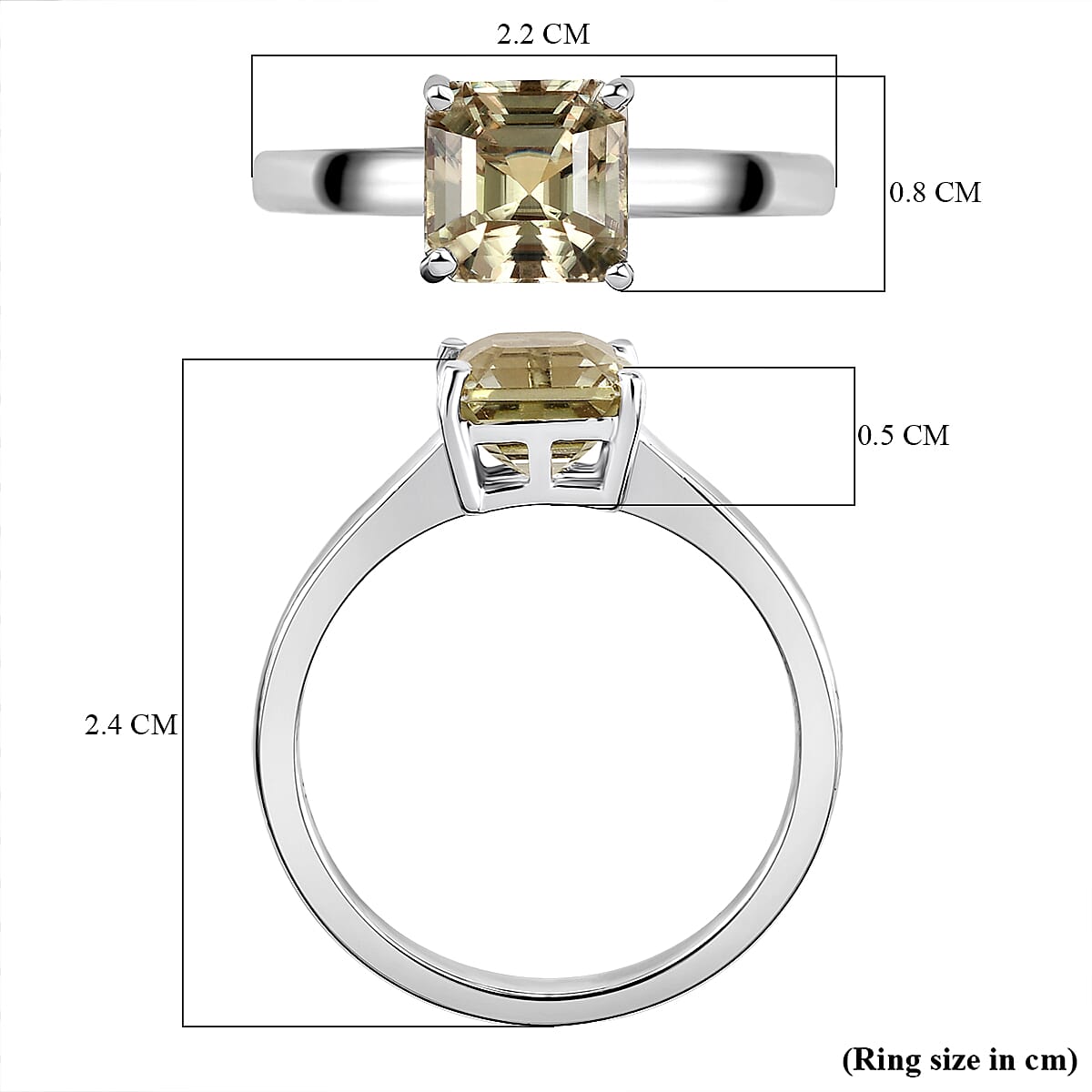 Turkizite Asscher Cut Solitaire Ring in Platinum Plated Sterling Silver 1.95 Ct. 8884346 6
