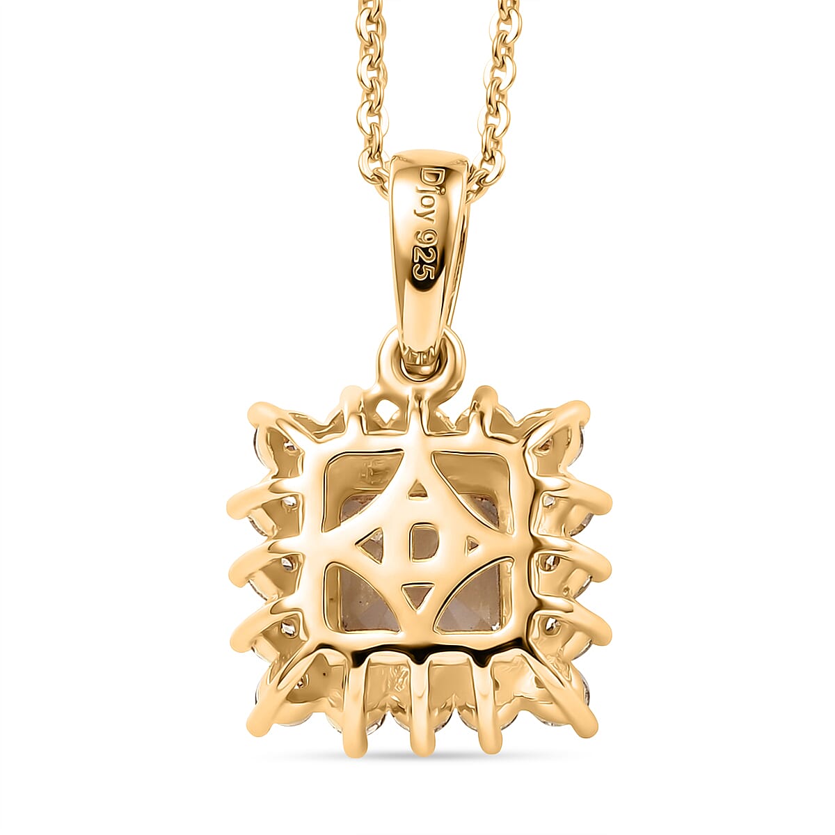 D'Joy AAA Natural Turkizite, Lab Grown Yellow Diamond Halo Pendant With Chain (Size 20) in 18K Vermeil Yellow Gold Sterling Silver 1.72 Ct. 4450712 5