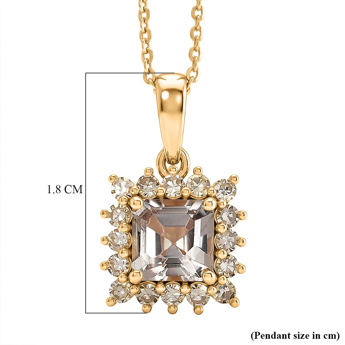 D'Joy AAA Natural Turkizite, Lab Grown Yellow Diamond Halo Pendant With Chain (Size 20) in 18K Vermeil Yellow Gold Sterling Silver 1.72 Ct. 4450712 6