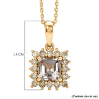 D'Joy AAA Natural Turkizite (Asscher Cut 1.32ct) & Lab Grown Yellow Diamond (SI) Pendant With Chain (Size 20) in 18K Vermeil Yellow Gold Sterling Silver 1.72 Ct.