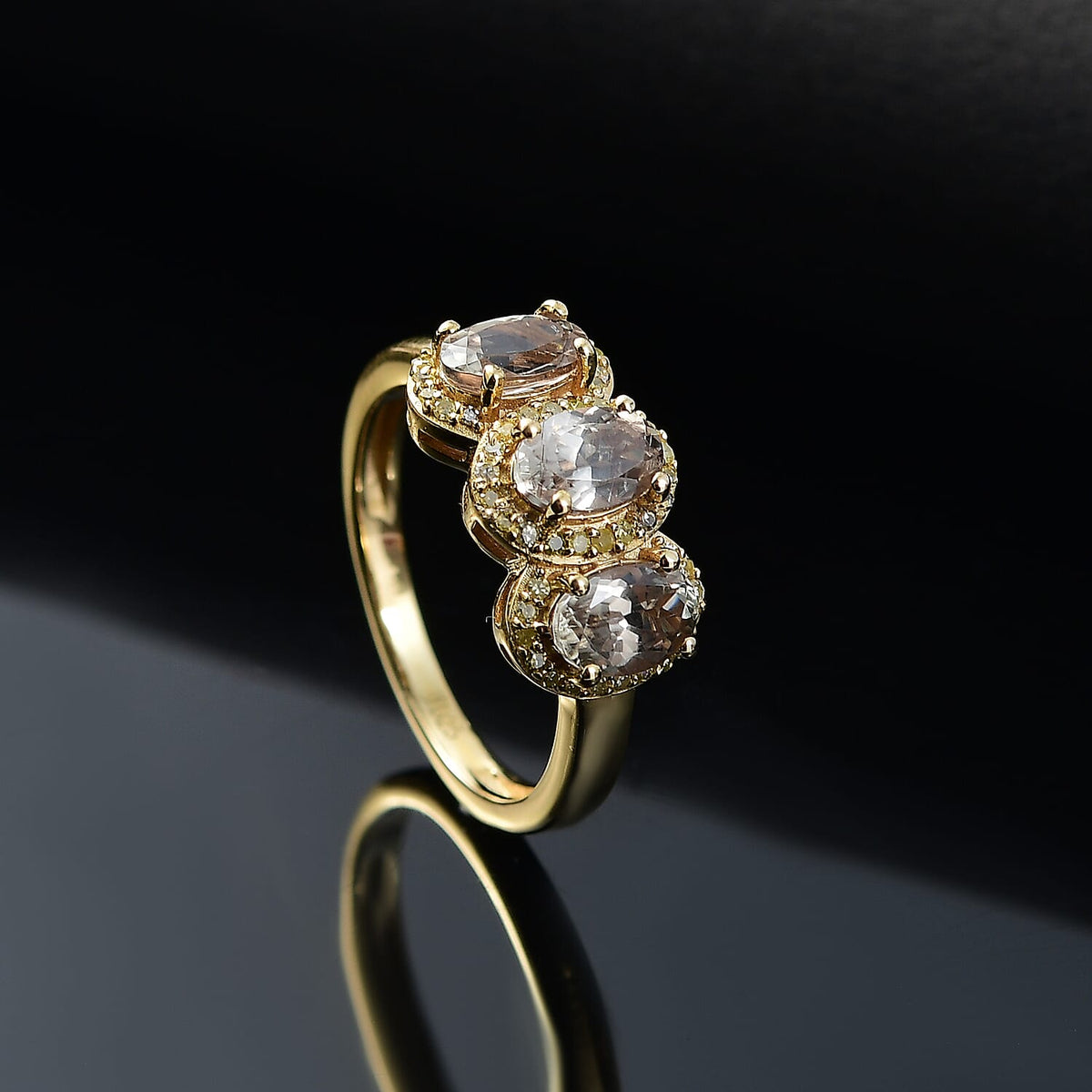 Turkizite and Natural Yellow Diamond Trilogy Ring in 18K Yellow Gold Vermeil Sterling Silver 1.81 Cts. 8047579 3