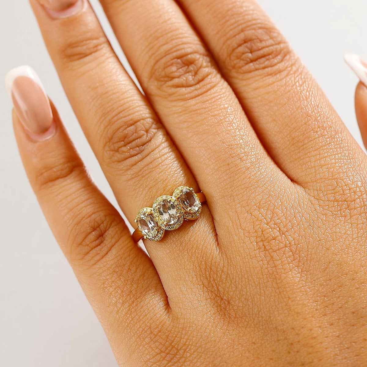 Turkizite and Natural Yellow Diamond Trilogy Ring in 18K Yellow Gold Vermeil Sterling Silver 1.81 Cts. 8047579 4