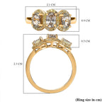 Turkizite & Natural Yellow Diamond Trilogy Ring in 18K Gold Vermeil Sterling Silver 1.81 Ct.