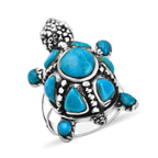 Turquoise  Ring in Rhodium Overlay Sterling Silver 0.32 pc,  Silver Wt. 5.5 Gms  0.320  Ct.