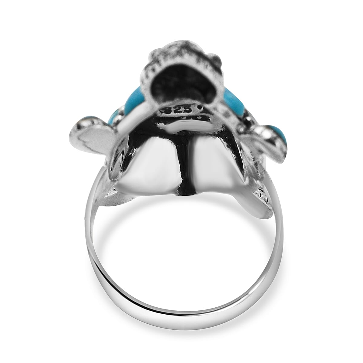 Turquoise  Ring in Rhodium Overlay Sterling Silver 0.32 pc,  Silver Wt. 5.5 Gms  0.320  Ct. 7690173 5