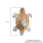 Diamond Turtle Stud Earrings (with Push Back) in Platinum and Yellow Gold Overlay Sterling Silver