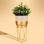 Tuva Gold Dip Planter with Wire Stand - Gold