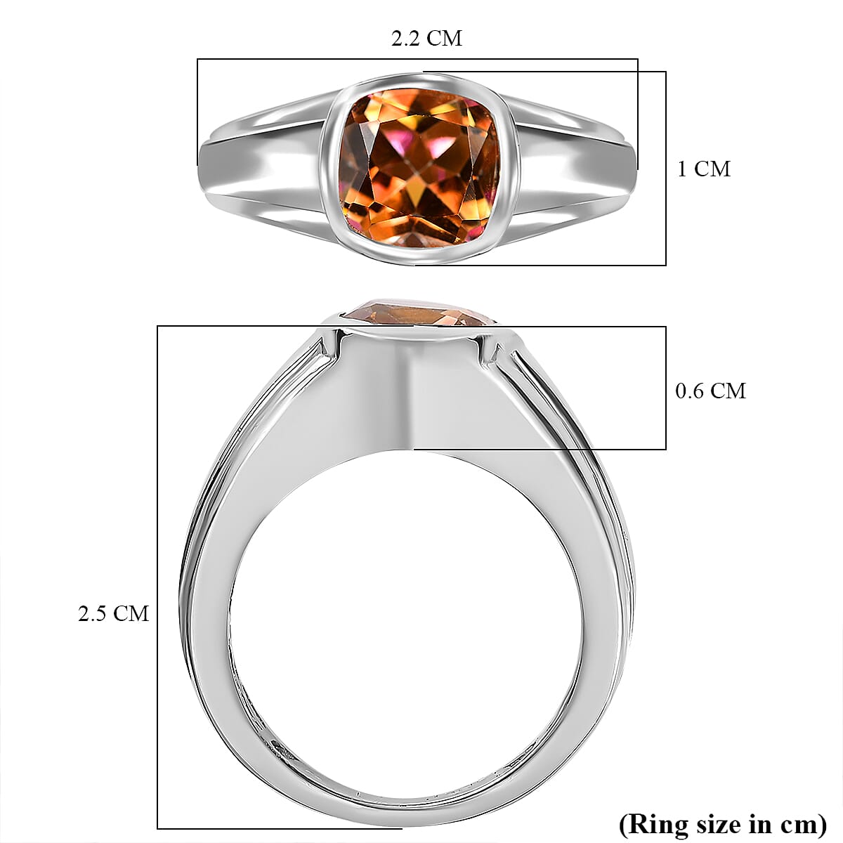 Twilight Mystic Quartz Mens Solitaire Ring in Pure Yellow Brass 2.71 Ct. 7861732 10
