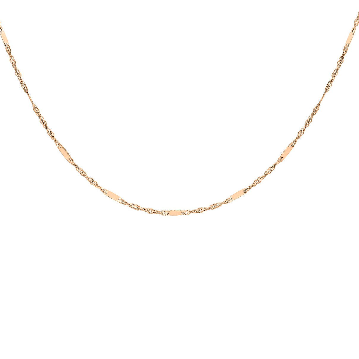 Twist Bar Curb Chain 16 Inch in 9K Rose Gold 7592392 1