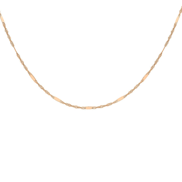 Twist Bar Curb Chain 16 Inch in 9K Rose Gold 7592392 2