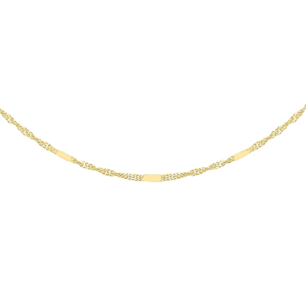 9K Yellow Gold Twist Bar Curb Chain With Spring Ring Clasp (Size - 16)