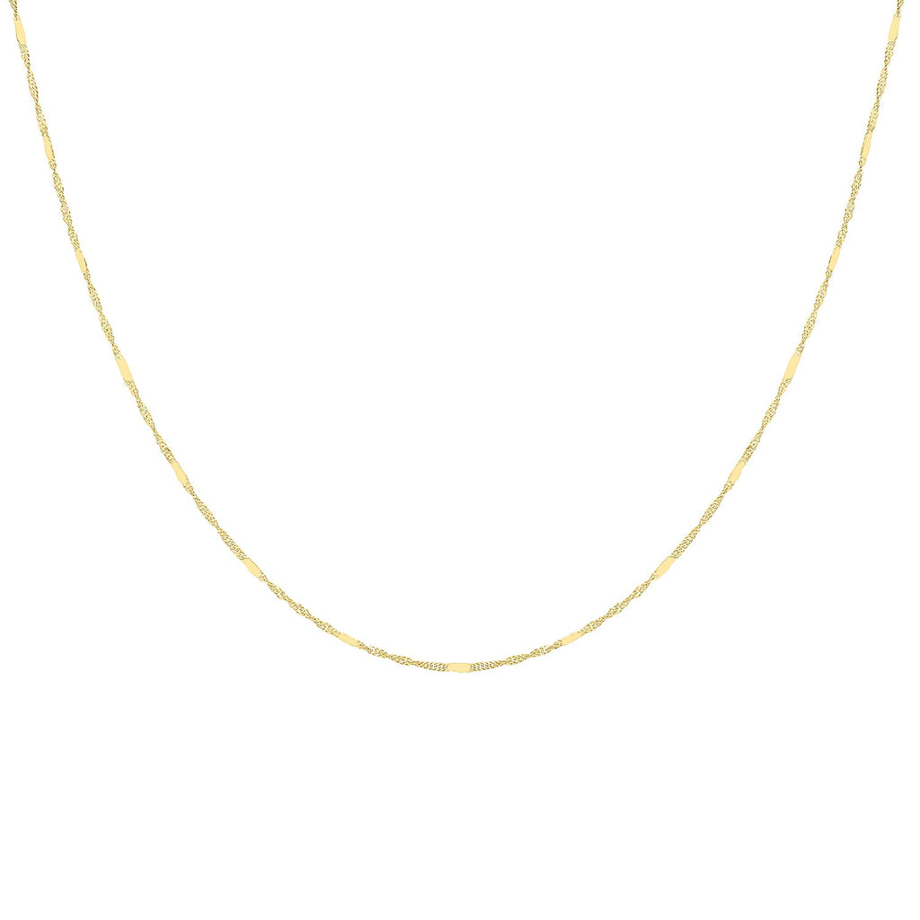 9K Yellow Gold Twist Bar Curb Chain With Spring Ring Clasp (Size - 16)
